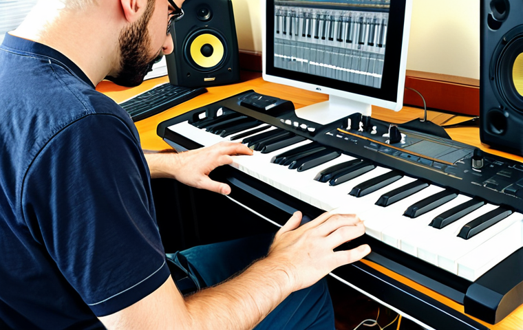 작곡가 업계 동향 - Modern Composer's Workspace**

"A composer in a modern, sunlit studio, fully clothed in casual but p...