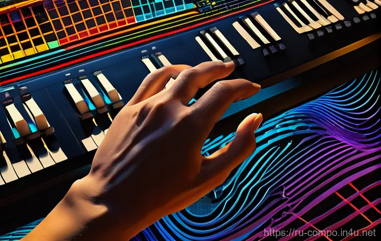 작곡가의 이론과 실무 통합적 접근 - **Image Prompt 2: Human Emotion Guiding AI Creativity**
    "A close-up, artistic shot of a musician...